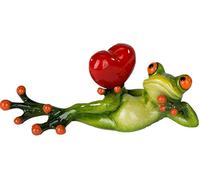 Formano Figurine décorative grenouille en forme de cœur couché - 16 cm - Vert et rouge
