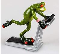 Formano Figurine décorative grenouille vert clair sur tapis roulant env. 16 x 15 cm en pierre artificielle avec surface brillante peinte à la main