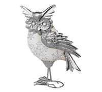 Formano Figurine Décorative Hiver Owl Hibou Dekoeule Chouette en Métal et Bois, 32 CM