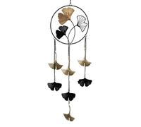 formano Guirlande décorative à suspendre pour fenêtre - 60 cm - En métal - Motif feuille de ginkgo noir et doré - Idée cadeau - Accessoire d'intérieur