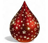 formano Lampe décorative LED en forme de goutte et d'étoiles - Rouge - 16 cm - Avec minuterie (6 h allumée / 18 h éteinte) - Fonctionne avec piles - Lumière d'ambiance pour l'hiver et Noël - Lampe