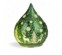 formano Lampe décorative LED en forme de goutte - Vert givré - 13 cm - En verre - Avec minuterie (6 h allumé/18 h éteint) - Fonctionne avec piles - Lumière d'ambiance pour l'hiver et Noël - Pour une