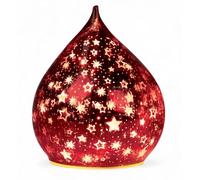 formano Lampe décorative LED en verre de couleur en forme de goutte et d'étoiles - Rouge - 16 cm - Effet craquelé - Minuterie (6 h allumé/18 h éteint) - Fonctionne avec piles - Lumière d'ambiance pour