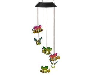 formano Lampe solaire mobile en forme d'abeilles - Pour jardin et balcon - Avec lumière LED blanc chaud - Abeille en acrylique coloré - Décoration solaire décorative à suspendre pour terrasse, capteur