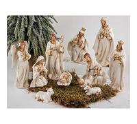 Formano Lot de 11 figurines de crèche en porcelaine crème/doré Sainte Famille