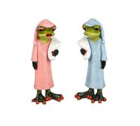 formano Lot de 2 figurines de grenouille amusantes - 17 cm - Peintes à la main - Décoration en pierre artificielle - Idée cadeau de qualité supérieure et décoration d'intérieur humoristique en