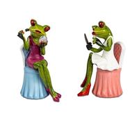 formano Lot de 2 figurines de grenouille sur chaise 9 x 15 cm peintes à la main - Décoration amusante - Pierre synthétique de qualité supérieure - Cadeau et décoration d'intérieur amusante pour salle