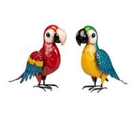 formano Lot de 2 figurines de perroquet décoratives en métal coloré - Figurines exotiques en métal laqué - Grande sculpture décorative pour jardin et balcon - 49 cm - Oiseau tropical pour terrasse