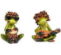 formano Lot de 2 figurines décoratives reggae grenouilles 9 cm en polyrésine brillante peintes à la main - Décoration de salon amusante - Série Froschhausen