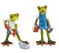 formano Lot de 2 grenouilles amusantes - 16 cm - Figurine couple de grenouilles décoratives - Femme de ménage