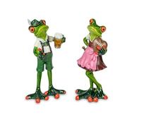 formano Lot de 2 Grenouilles Amusantes 17 cm - Figurine décorative Peinte à la Main en Pierre Artificielle - Sculpture Maison de Grenouille Bavaroise