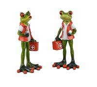 formano Lot de 2 grenouilles amusantes en pierre artificielle peinte à la main 16 cm