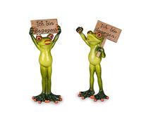 formano Lot de 2 grenouilles amusantes en tant que manifestant avec bouclier - Figurine couple de grenouilles