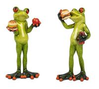 formano Lot de 2 grenouilles avec hamburgers de maison de grenouille - Grenouilles amusantes 16 cm - Figurine décorative peinte à la main en pierre artificielle sculpture