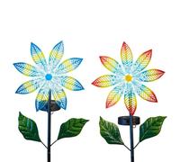 formano Lot de 2 lampes solaires de jardin LED - En métal - Avec capteur crépusculaire - Éclairage décoratif pour parterre de balcon et terrasse - Hauteur : 108 cm - Largeur : 14 cm