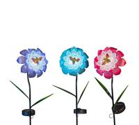 formano Lot de 3 lampes solaires de jardin à LED avec abeille - En métal - Avec capteur crépusculaire - Éclairage de jardin décoratif pour parterre de balcon, terrasse - Hauteur : 92 cm