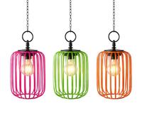 formano Lot de 3 photophores solaires à suspendre en métal de 23 cm avec capteur crépusculaire et batterie - IP44 pour balcon, terrasse et jardin protégé - Chaîne de 40 cm avec crochet