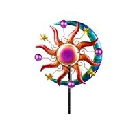 formano Moulin à vent coloré en métal pour le jardin Motif lune et étoiles 124 cm