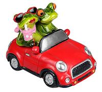 Formano - Paire de figurines grenouille - Décorative - Dans une voiture - Hauteur : 10 cm - Longueur : 140 cm - En pierre artificielle - Vert clair et rouge - Fabriquées et peintes à la main.