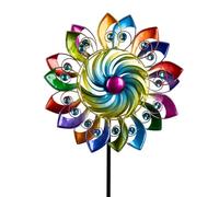 Formano Roue à vent colorée en forme de fleur en métal pour jardin - 124 cm - Fleur en métal pour décoration extérieure - Fleur à planter - Défense contre les pigeons et les oiseaux - Pierres en
