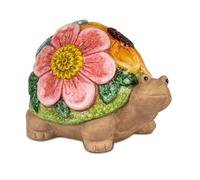 formano Statue de jardin - Tortue décorative - 18 cm - Pour jardin et terrasse - Résistante aux intempéries - En magnésie - Avec relief floral peint à la main - Pour balcon et entrée