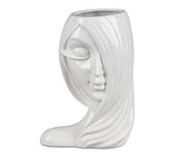 formano Vase décoratif en céramique - Buste - Tête de femme - 26 cm - Blanc - Décoration de salon élégante