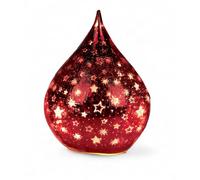 formano Verre décoratif LED - En forme de goutte - Étoiles - Rouge - 25 cm - Aspect craquelé - Avec minuterie (6 h allumé/18 h éteint) - Fonctionne avec piles - Lumière d'ambiance pour l'hiver et Noël
