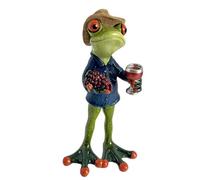 formano Vigneron grenouille avec verre à vin de 16 cm - Peint à la main - En polyrésine émaillée - Conçue dans les détails de la série populaire Froschhausen - Idée cadeau originale pour les amateurs