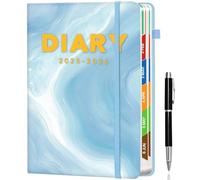 Format A5 Agenda 2025-2026 (Juillet à Juin) ,Organiseur Quotidien 12 Mois avec Pochette Intérieure, Étuis à Stylo et Onglets Mensuels,15x21cm pour Études,Bureau et Gestion du Temps (Vagues d'océan)