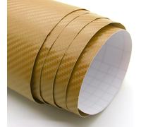 Format De Sticker Autocollant Aspect Carbone Avec Relief Doré 152 X 50