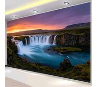 Format XL Papier Peint 3D Cascade de Montagne 300x210 cm, Fresque Murale Panoramique Paysage au Coucher du Soleil en Intissé HD Revêtement Mural pour Grande Surface Pose Facile 2585o