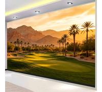 Format XXL Fresque Murale 3D Paysage au Coucher du Soleil 350x256 cm, Papier Peint Panoramique Palmiers de Montagne en Intissé HD Revêtement Mural pour Décoration Murale Complète 2443o