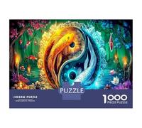Formation Bagua Poissons Puzzle 1000 Pièces Lot Tai Chi Psychédélique Classique pour Adultes Très Difficile Carton Épais Entraînement Cérébral & Logique 52x38cm