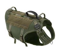 Formation De Chien De Travail De Travail Tactique Militaire Gilet De Chasse sans Traction Harnais De Chiens en Nylon Réglable Et Laisse pour Les Labradors Bergers Allemands,Vert,L