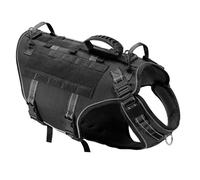 Formation De Chien De Travail De Travail Tactique Militaire Gilet De Chasse sans Traction Harnais De Chiens en Nylon Réglable Et Laisse pour Les Labradors Bergers Allemands,Noir,L