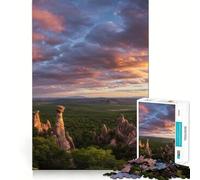 Formations rocheuses en Forme de Champignons au Coucher du Soleil Puzzle de 1000 pièces pour Adolescents Jeu de réflexion Relaxant Cadeau de qualité supérieure (38x52cm)
