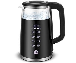 ForMe Bouilloire Électrique en Verre 1,7 L Thermostat Réglable Sélection de la Température de 40-100°C LED Affichage Numérique de la Température I Fonction de Maintien au Chaud I Théière I Sans BPA