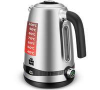 ForMe Bouilloire électrique en acier inoxydable 1,7 L I 2200 W Bouilloire Réglage Température Réglable 40-100 °C I Fonction de maintien de la chaleur I Éclairage LED sans BPA