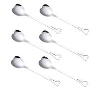 Forme De Coeur Cuillères À Café en Acier Inoxydable, Longue Cuillère À Thé Dessert Agitation Sucre Crème Glacée Mélange Cuillère 6pcs / Set
