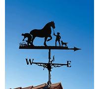 Forme de Coq Cheval Chien Dragon Métal Fer Art Girouette Piquet Rotatif Direction du Vent Outils de Mesure pour Paddock Toit Cour Hangars, avec Poteau de,C