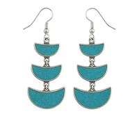 Forme de Croissant Compressé Turquoise Incrustation Unique ethnique Tribal Gitane Boucles D'Oreilles Pour Femmes 925 Plaqué Argent Mode Boucles D'Oreilles Boho par Artisan