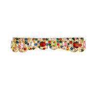 Forme de Pierre Personnalisée Grillz en Zircon Multicolore Placé Or et Argent 18K Accessoire Hip Hop Cadeau Décoratif à La Mode pour Hommes et Femmes(Gold Color,Lower teeth)
