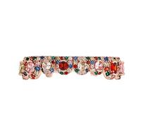 Forme de Pierre Personnalisée Grillz en Zircon Multicolore Placé Or et Argent 18K Accessoire Hip Hop Cadeau Décoratif à La Mode pour Hommes et Femmes(Rose Color,Lower teeth)