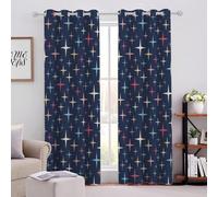 Forme De Rayon Colorée Rideaux Occultant 140Lx240Hcm 2 Panneaux Ciel Étoilé Bleu Foncé Isolant Thermique Rideau Opaque avec à Oeillets pour Chambre Salon Bureau