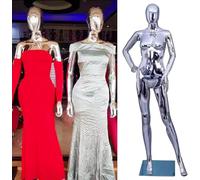 Forme De Robe Mannequin pour Vitrine, Mannequin Complet De Maniquine Finition Brillante Argentée, Mannequin Adulte Réaliste, Modèle D’Affichage De Vêtements De Mariage, Female B Pose