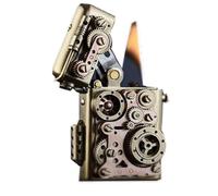 Forme d'engrenage de style mécanique 2024, briquet au kérosène rétro fait à la main, rechargeable avec du carburant, briquet antique traditionnel, adapté aux cadeaux haut de gamme (hors carburant)