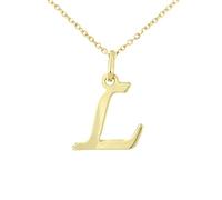 forme di Lucchetta - Chaîne pendentif lettre initiale Or Jaune 9ct | A B C D E F G H I J K L M N O P Q R S T U V Y X Z, 45 cm, Fabriqué en Italie
