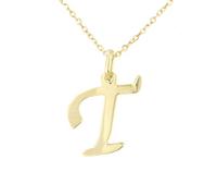 forme di Lucchetta - Chaîne pendentif lettre initiale Or Jaune 9ct | A B C D E F G H I J K L M N O P Q R S T U V Y X Z, 45 cm, Fabriqué en Italie