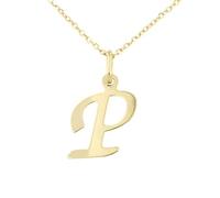 forme di Lucchetta - Chaîne pendentif lettre initiale Or Jaune 9ct | A B C D E F G H I J K L M N O P Q R S T U V Y X Z, 45 cm, Fabriqué en Italie