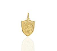 forme di Lucchetta Médaille « Sanctus Michael - Quis Ut Deus ? » - En or 585 14 carats - Pendentif de St Michel Archange - Fabriqué en Italie